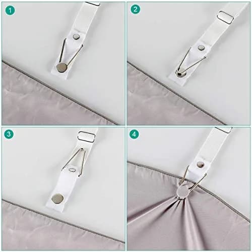 BESKYOO Bed Sheet Holder Straps - Adjustable Fitted Sheet Clips, Elastic Bed Sheet Fastener, White, Set of 4 | Keeps Sheets Taut thumbnail 3
