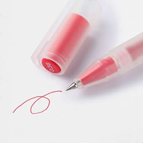 MUJI 0.38mm Red Smooth Gel Ink Ballpoint Cap Pen 10 Pieces | Smooth Ink Flow for Students & Professionals thumbnail 2