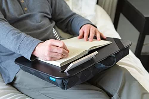LapGear Designer Lap Desk – Gray Argyle, Fits 15.6” Laptops | Comfortable Cushion Base & Built-In Phone Slot thumbnail 6