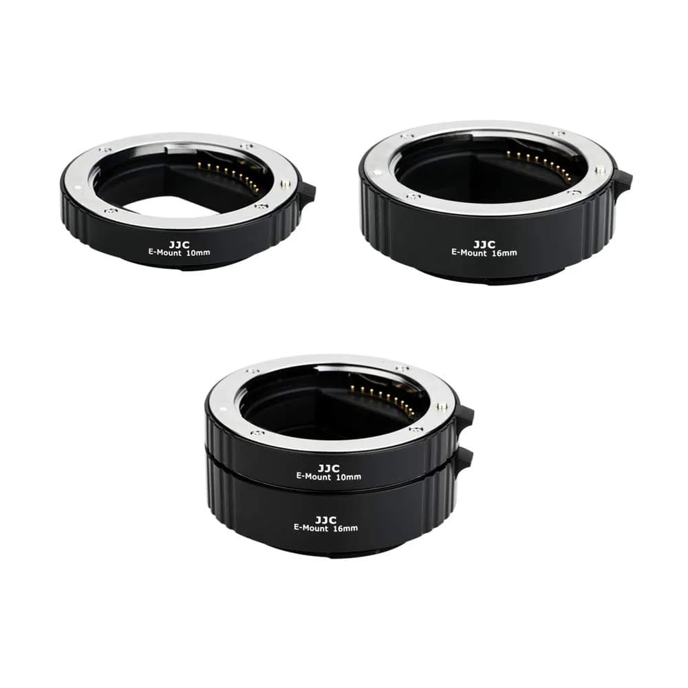JJC Auto Focus Macro Extension Tube Set for Sony E Mount Cameras & Lenses | 10mm & 16mm Tubes for Macro Photography