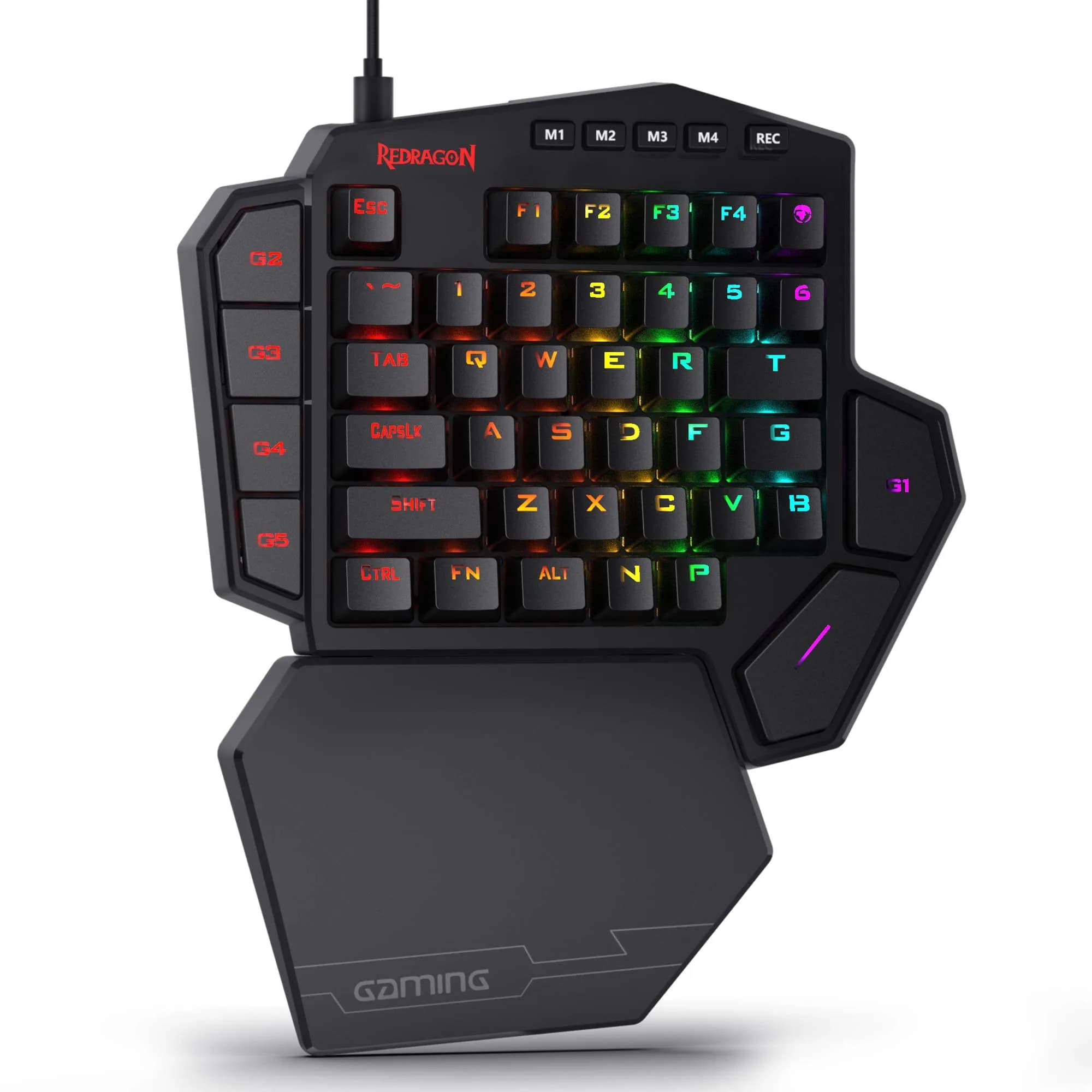 Redragon K585 DITI One-Handed RGB Mechanical Gaming Keypad with Detachable Wrist Rest | 42-Key Layout, Programmable Macros - main product image