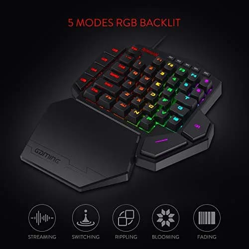 Redragon K585 DITI One-Handed RGB Mechanical Gaming Keypad with Detachable Wrist Rest | 42-Key Layout, Programmable Macros thumbnail 2