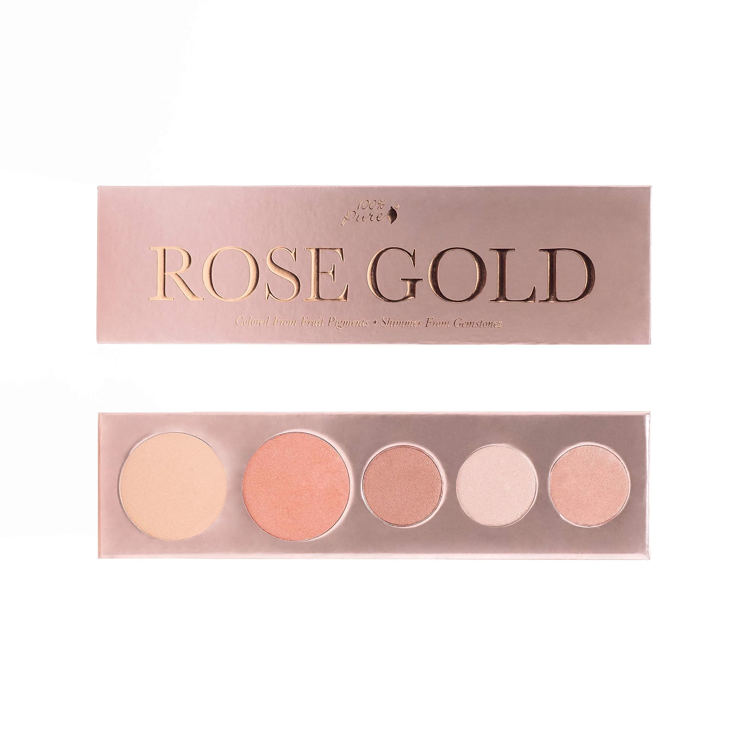 100% PURE Rose Gold Makeup Palette All in One Compact 3, Rose Gold | Natural Fruit Pigmented Multi-Use Face & Eye Makeup - main product image