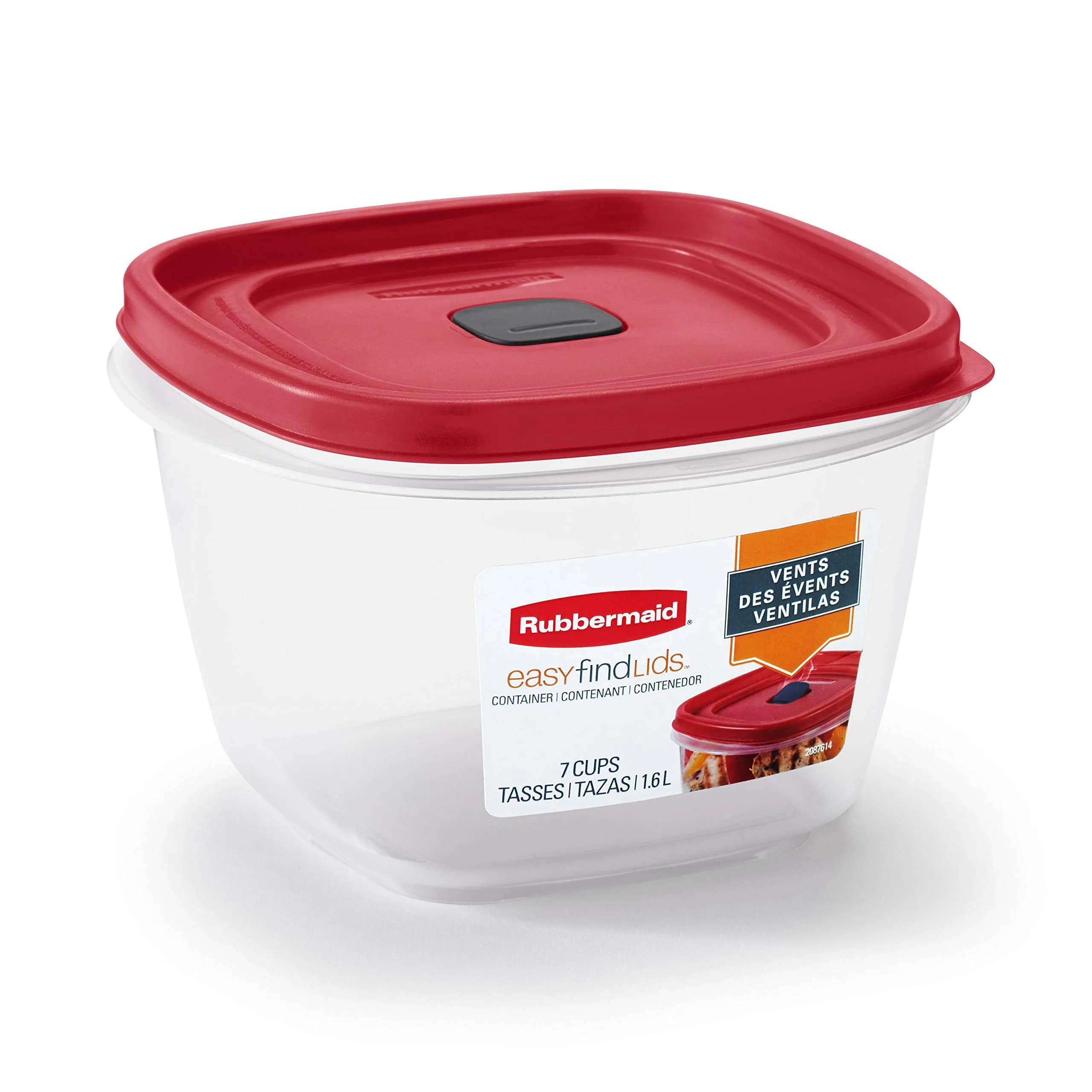 Rubbermaid Easy Find Vented Lid Food Storage Containers 7-Cup Red thumbnail 1
