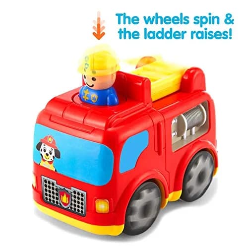 Kidoozie Press 'N Zoom Fire Engine - Push & Go Vehicle Toy for Toddlers | Bright, Safe & Educational (70-120 chars) thumbnail 2