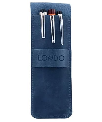 Londo Genuine Leather Pen and Pencil Case with Tuck in Flap | Classic Desk Organizer in 6 Colors thumbnail 2