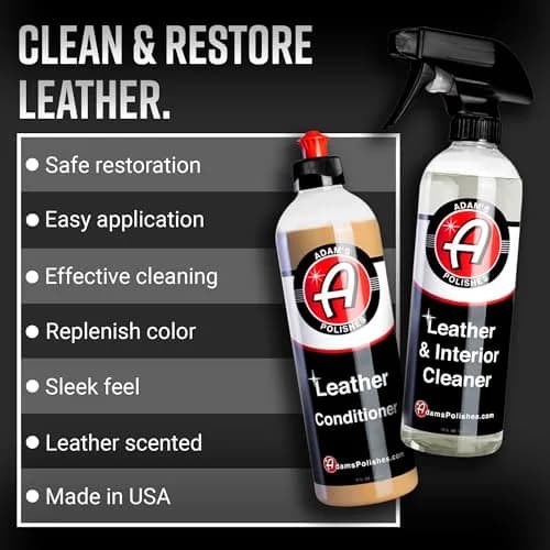 Adam's Polishes Leather Care Kit - Leather Cleaner & Conditioner 16 Fl Oz | UV Protection for Car Interior thumbnail 2