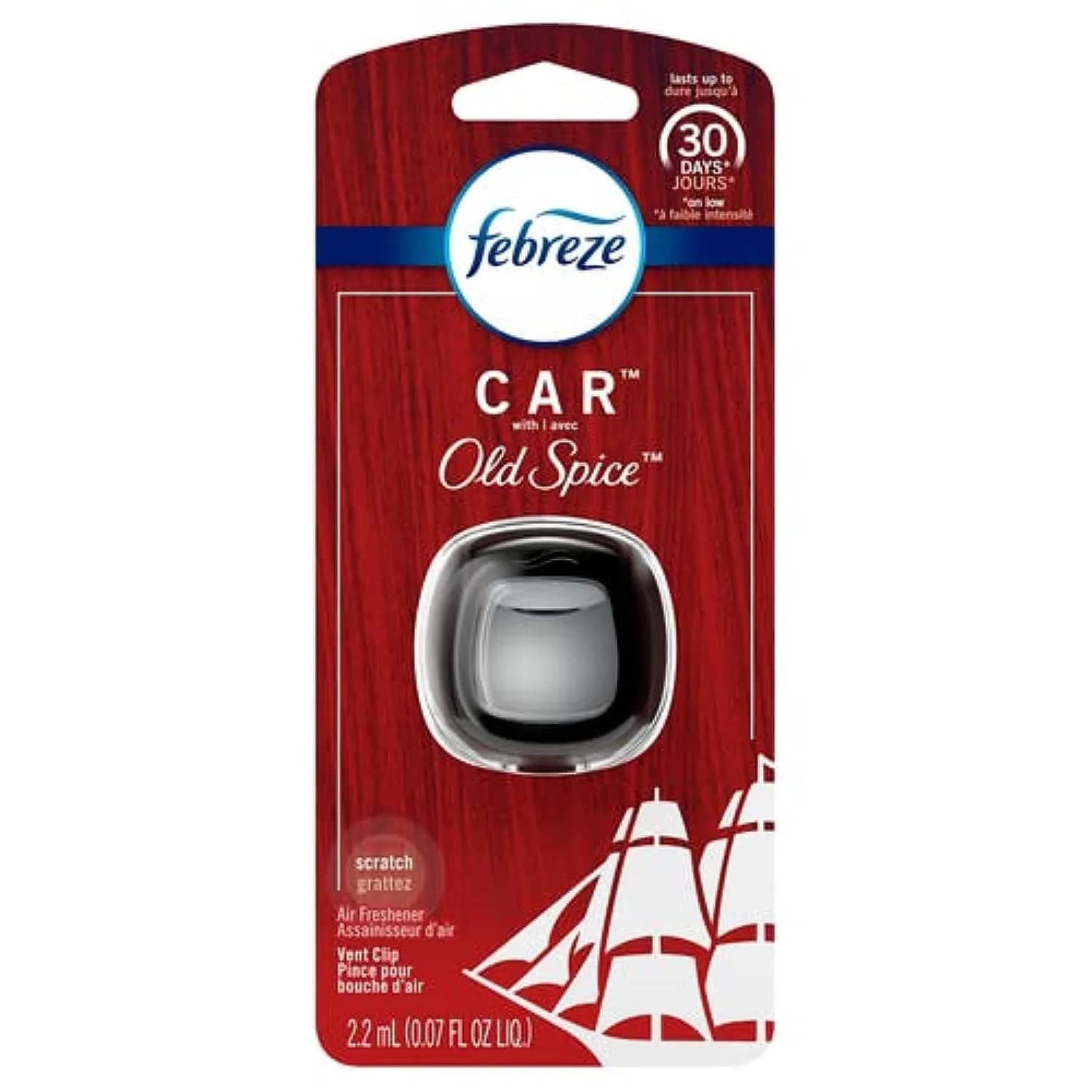 Febreze Car Vent Clip Odor Fighter 8 Count | Gain Original Scent, 0.06 Fl Oz (Pack of 8) — Red