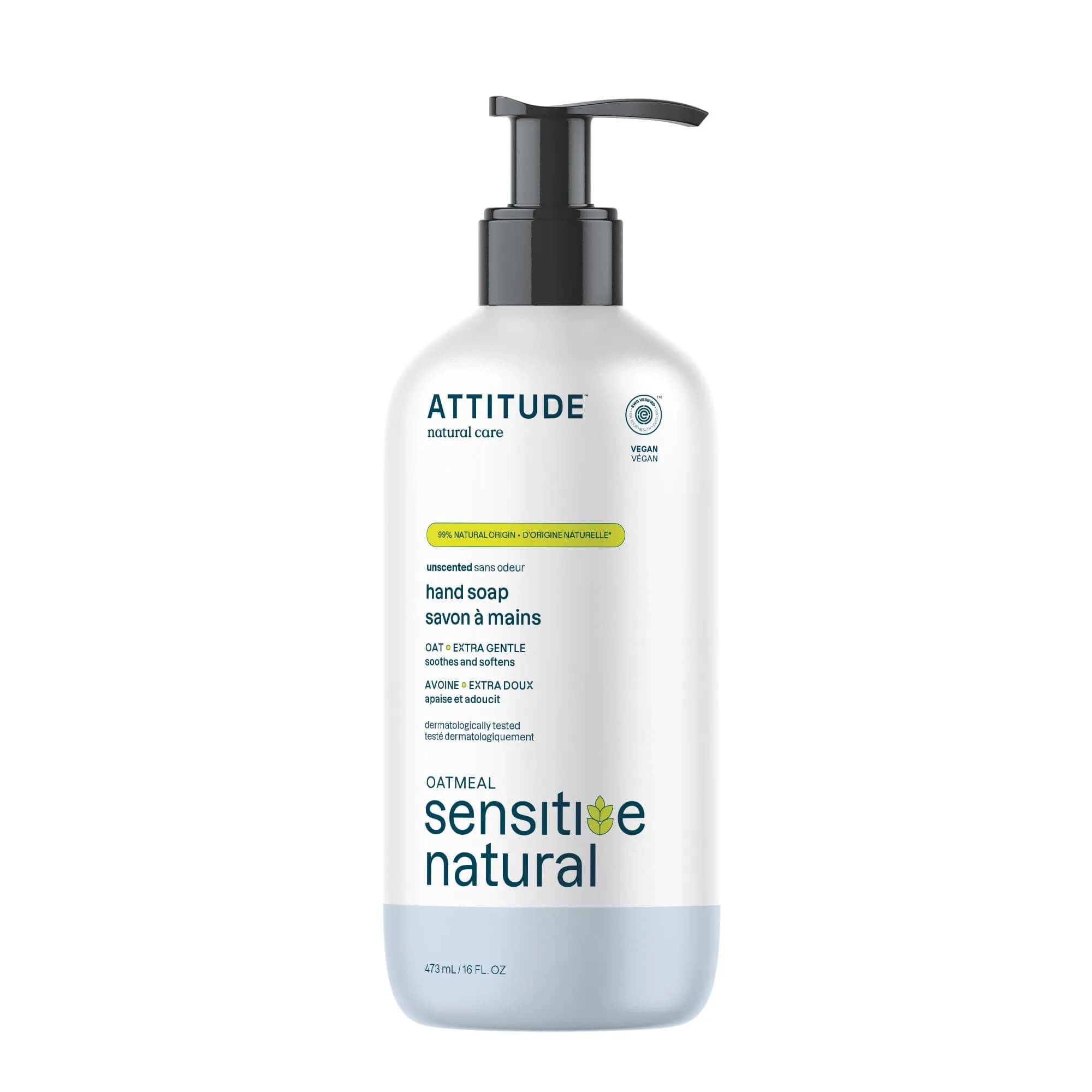 ATTITUDE Sensitive Skin Hand Soap with Oat, EWG Verified, 473ml (16 Fl Oz) | Gentle Cleansing for Dry Skin - main product image