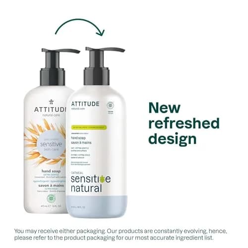 ATTITUDE Sensitive Skin Hand Soap with Oat, EWG Verified, 473ml (16 Fl Oz) | Gentle Cleansing for Dry Skin thumbnail 2