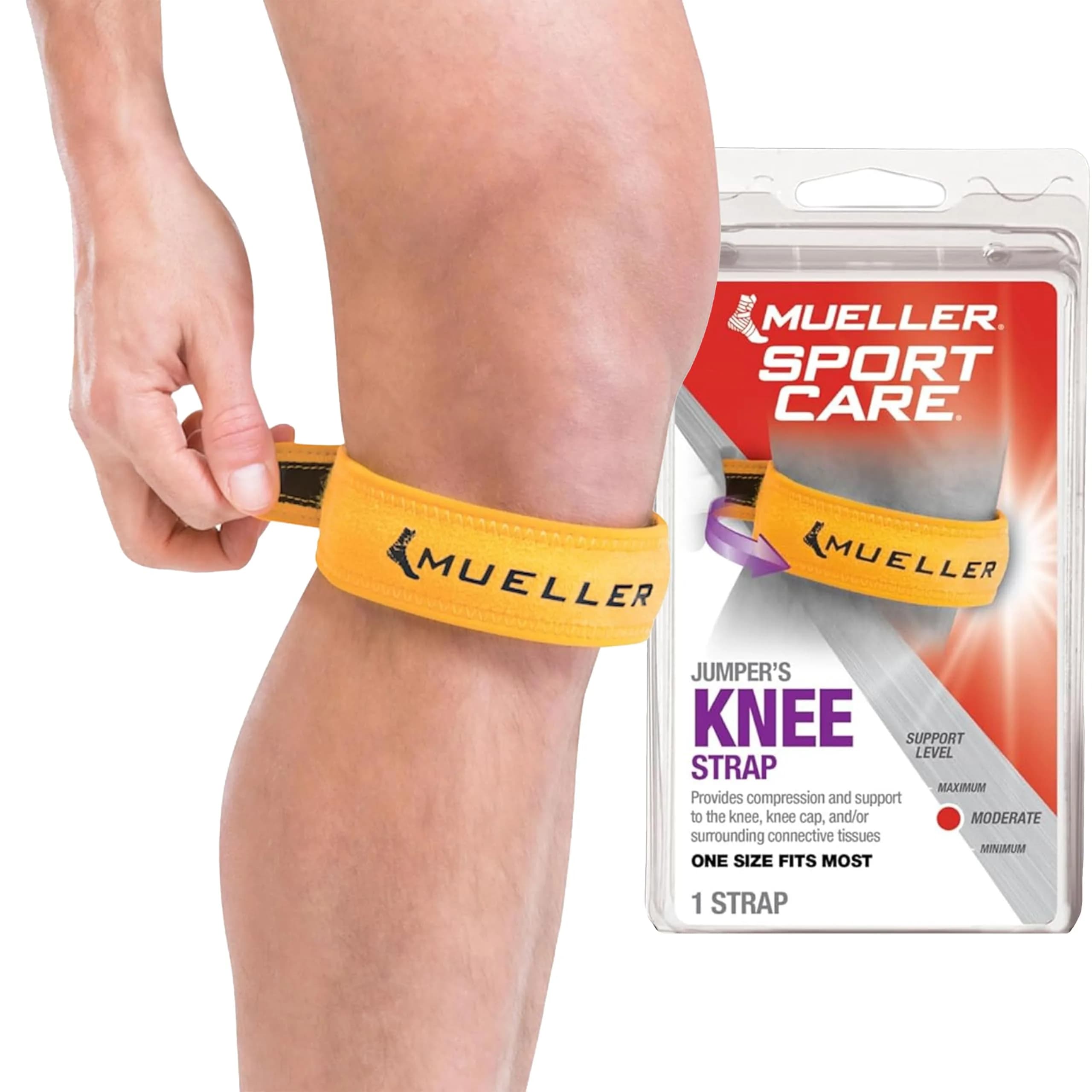 MUELLER Jumper's Knee Support Strap Gold | Targeted Compression for Pain Relief - main product image