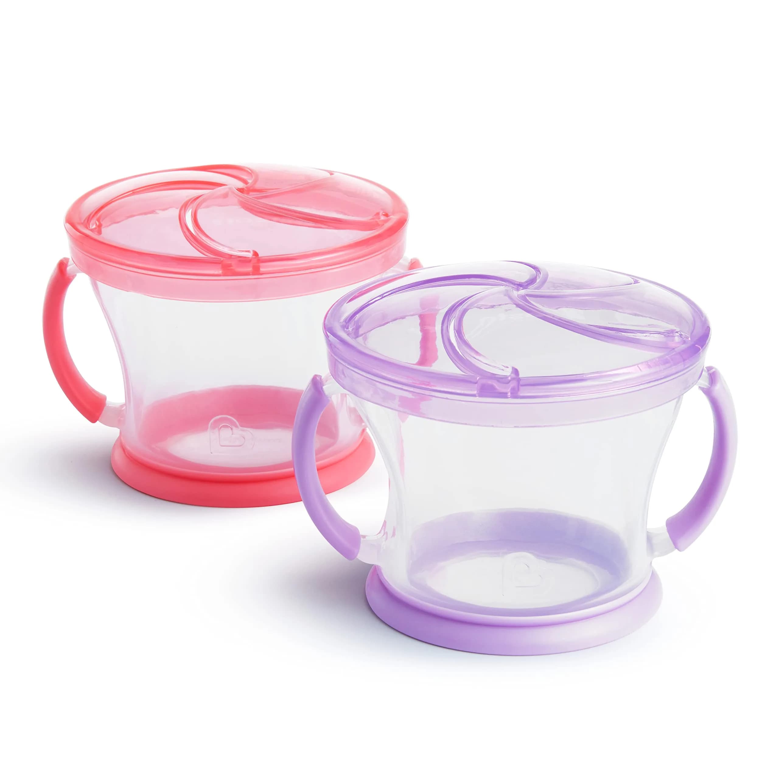 Munchkin Snack Catcher Toddler Snack Cups No Spill 2 Pack Pink/Purple | Mess-Free, BPA-Free, Travel-Friendly - main product image