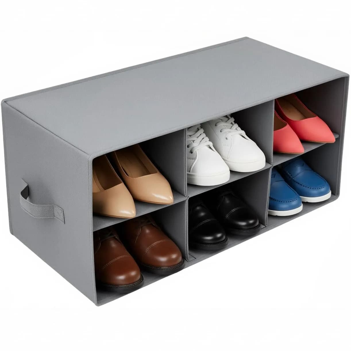 Sorbus Foldable 6-Section Shoe Cubby Organizer 63.5cm L x 25.4cm W x 26.7cm H | Holds 6 Pairs of Shoes for Closets & Entryways - main product image
