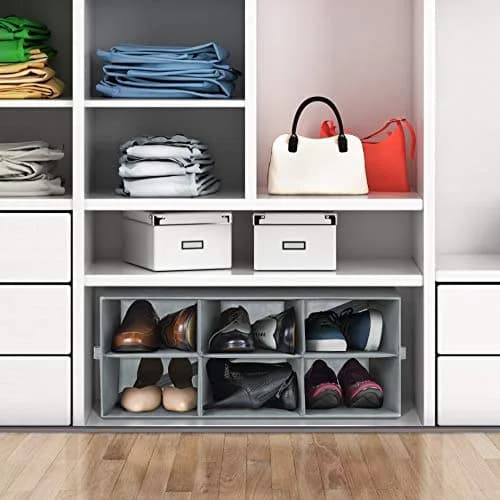 Sorbus Foldable 6-Section Shoe Cubby Organizer 63.5cm L x 25.4cm W x 26.7cm H | Holds 6 Pairs of Shoes for Closets & Entryways thumbnail 9