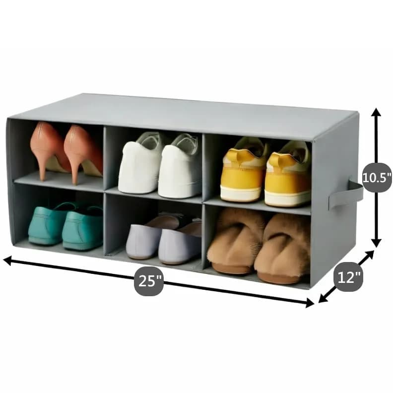 Sorbus Foldable 6-Section Shoe Cubby Organizer 63.5cm L x 25.4cm W x 26.7cm H | Holds 6 Pairs of Shoes for Closets & Entryways thumbnail 4