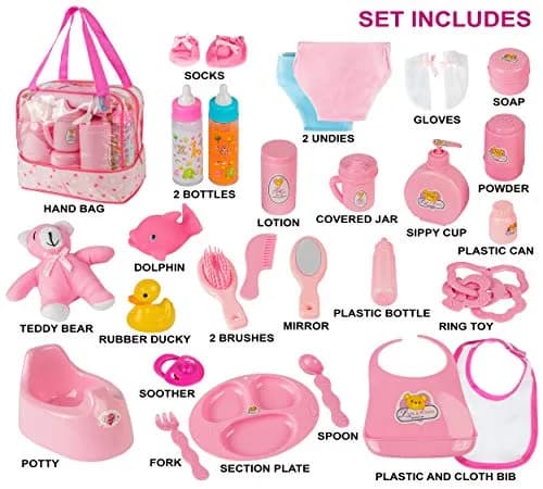 My Sweet Baby 13-Piece Doll Feeding & Diaper Bag Set with Disappearing Milk Bottles | Ages 3+ thumbnail 6