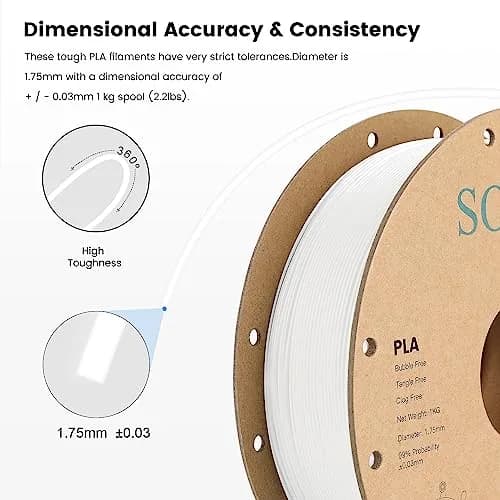 Sovol 3D Printer PLA Filament 2kg Spool Printing Materials, Black & White | 1.75mm, Vacuum Sealed, Environment Friendly thumbnail 6