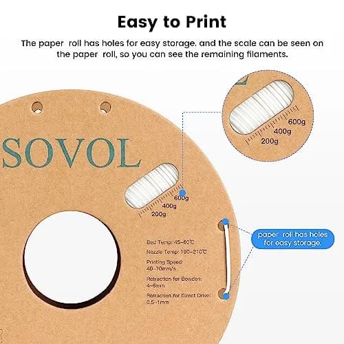 Sovol 3D Printer PLA Filament 2kg Spool Printing Materials, Black & White | 1.75mm, Vacuum Sealed, Environment Friendly thumbnail 3
