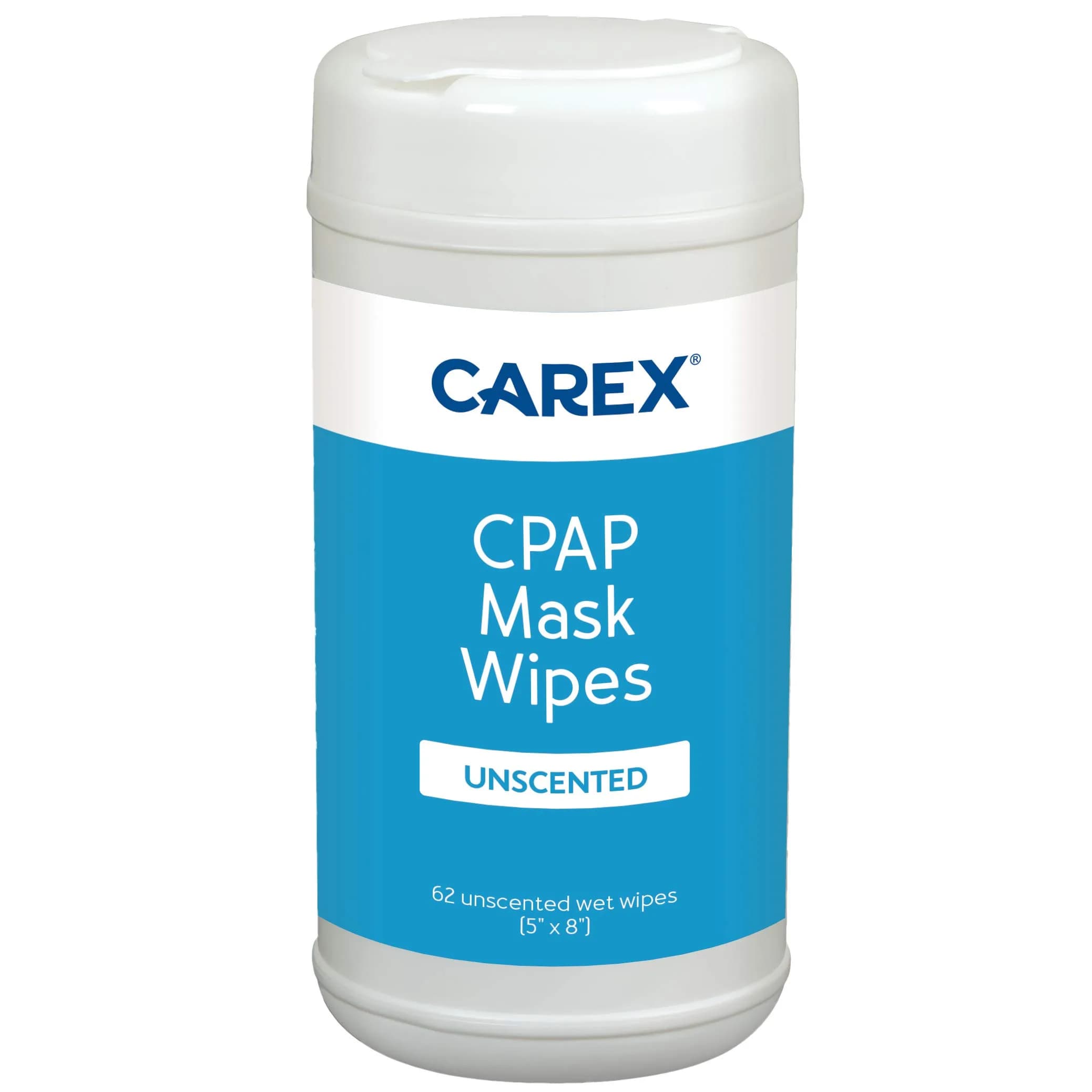Carex CPAP Mask Wipes - 124 Count (Pack of 2) | Unscented, Hypoallergenic, Biodegradable — White