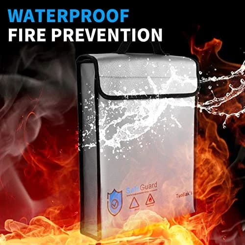 TuoBak's Fireproof Waterproof Document Bag with Zipper, Heat Insulated Organizer 40cm x 32cm x 8cm | Protects Valuables in India thumbnail 6