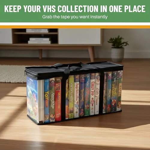 Evelots VHS Storage Bags, 4 Pack, Holds 60 VHS Tapes | Portable Polyester & PVC Movie Organizer thumbnail 6