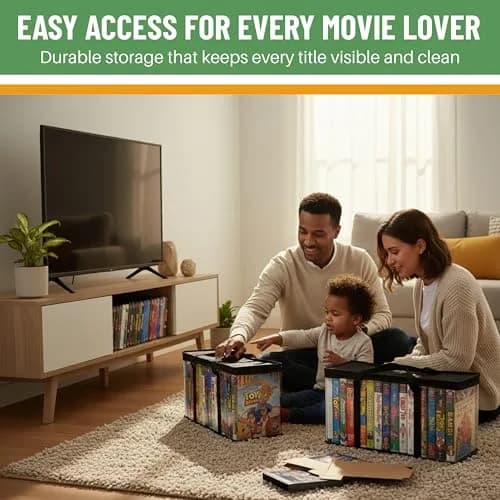Evelots VHS Storage Bags, 4 Pack, Holds 60 VHS Tapes | Portable Polyester & PVC Movie Organizer thumbnail 7