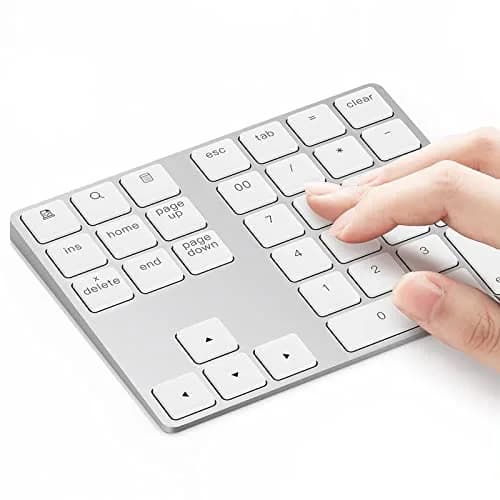 Lekvey Bluetooth Number Pad, Aluminum Rechargeable Wireless Numeric Keypad 34-Keys | Slim External Numpad Keyboard for Laptop, MacBook, iMac, Windows, Surface Pro thumbnail 1