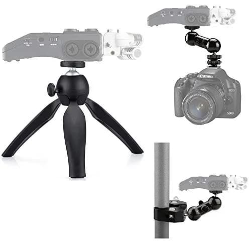 AceTaken 3-in-1 Zoom Recorder Tripod, Clamp Mount & Hot Shoe Kit for Zoom/Tascam Recorders, 14cm Max Height | Aluminum Alloy Construction thumbnail 1