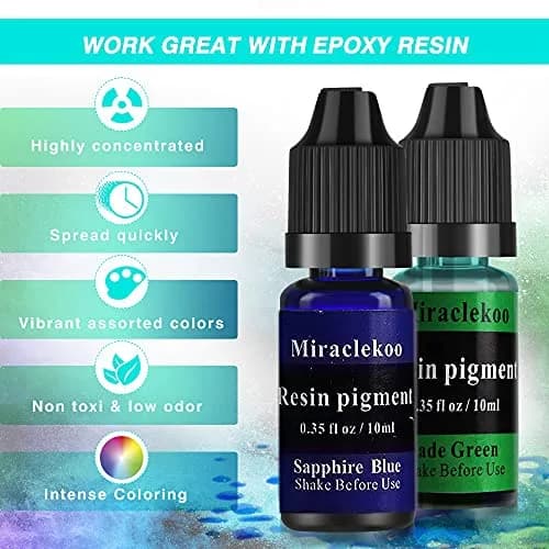 Miraclekoo 12 Colors Epoxy Resin Dye 10ml Bottles | Translucent Liquid Pigment for Crafts thumbnail 4