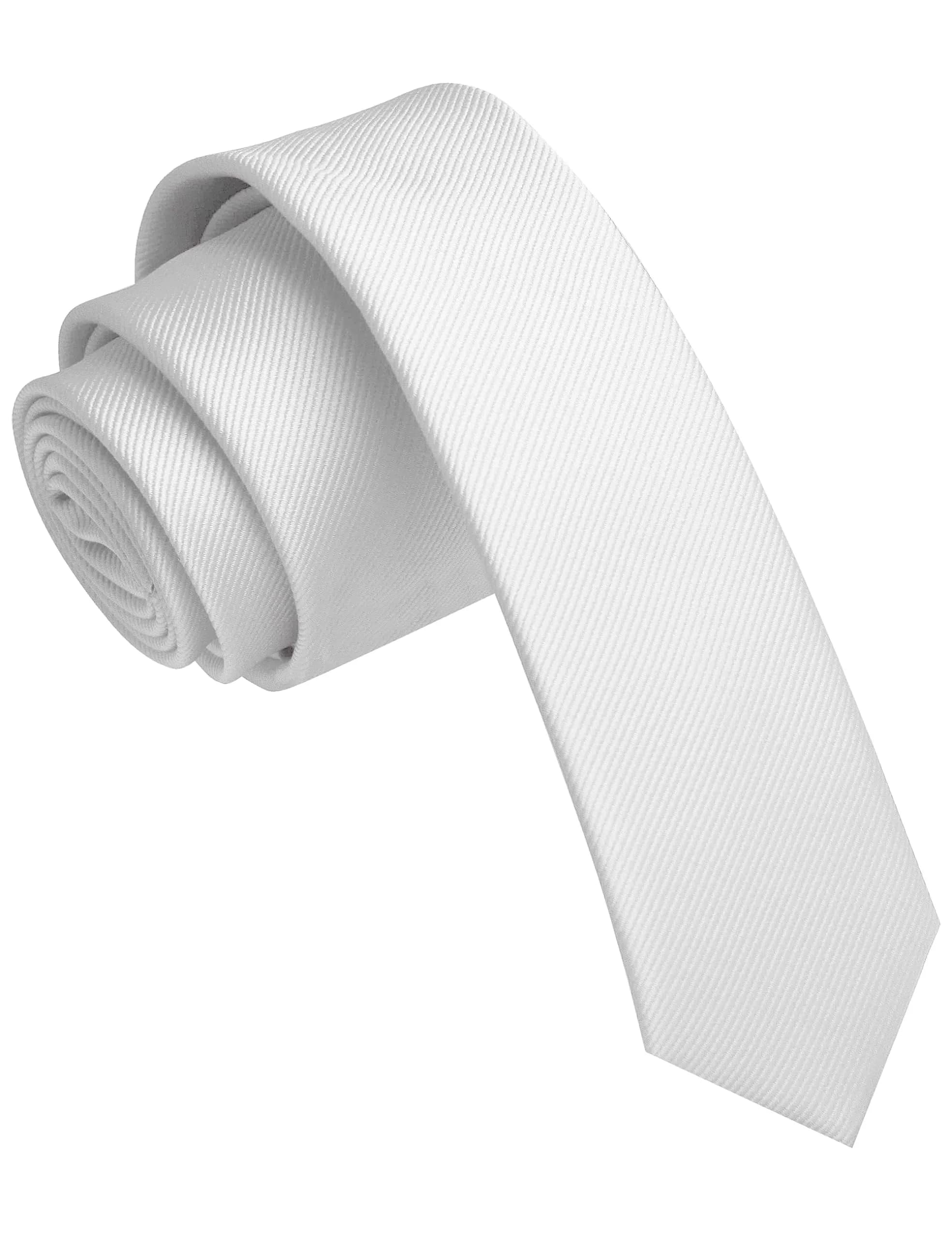 JEMYGINS White Silk Skinny Tie 4cm (1.58") | Business & Party Slim Necktie