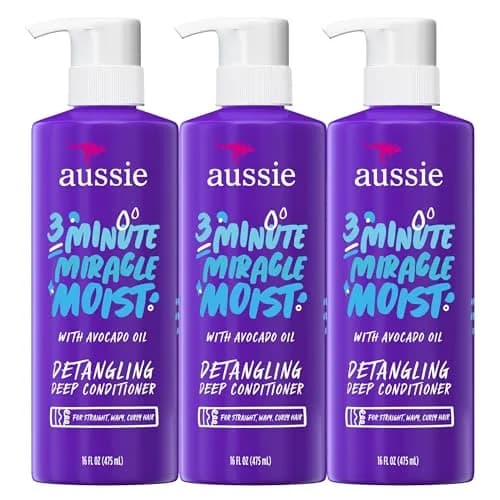 Aussie 3 Minute Miracle Moist Deep Conditioner Triple Pack | 492ml (16 Fl Oz Each) for Dry, Curly, Color-Treated Hair thumbnail 1