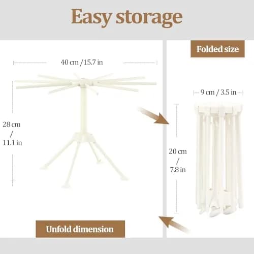 Ourokhome Collapsible Pasta Drying Rack, Plastic Foldable Stand for Kitchen with 10 Arms | Space Saving & Stable thumbnail 3
