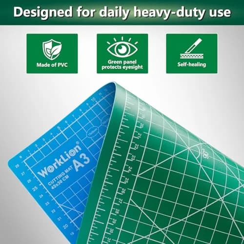 WORKLION 12" x 18" Self Healing PVC Cutting Mat, Double Sided, Gridded Rotary Cutting Board for Craft, Fabric, Quilting, Sewing, Scrapbooking thumbnail 2