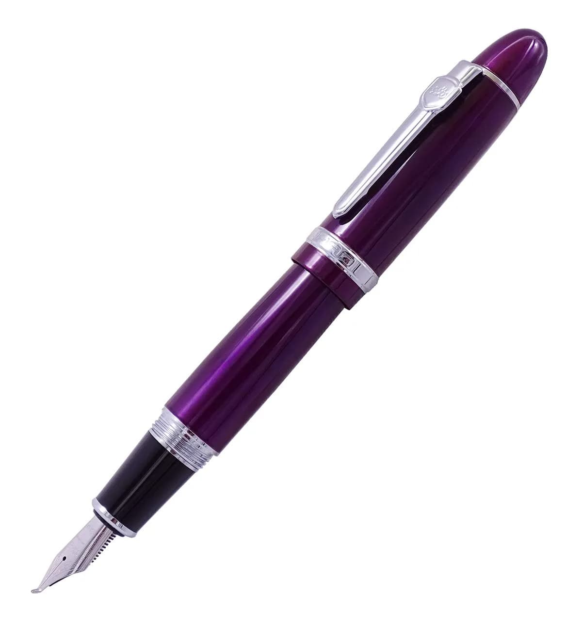 Lanxivi Fountain Pen, Fude Bent Nib, Purple Lacquer Silver Trim, 1 Count | Calligraphy & Art - main product image
