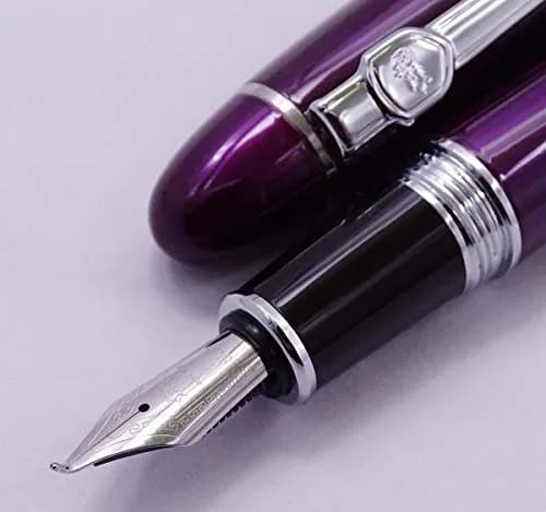 Lanxivi Fountain Pen, Fude Bent Nib, Purple Lacquer Silver Trim, 1 Count | Calligraphy & Art thumbnail 5