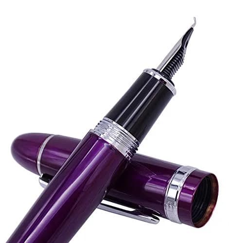 Lanxivi Fountain Pen, Fude Bent Nib, Purple Lacquer Silver Trim, 1 Count | Calligraphy & Art thumbnail 2