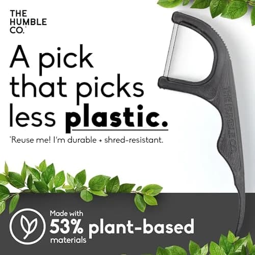 The Humble Co. Dental Floss Picks, Double Thread, Charcoal (200 Count) | Eco-Friendly, Vegan Oral Care thumbnail 4