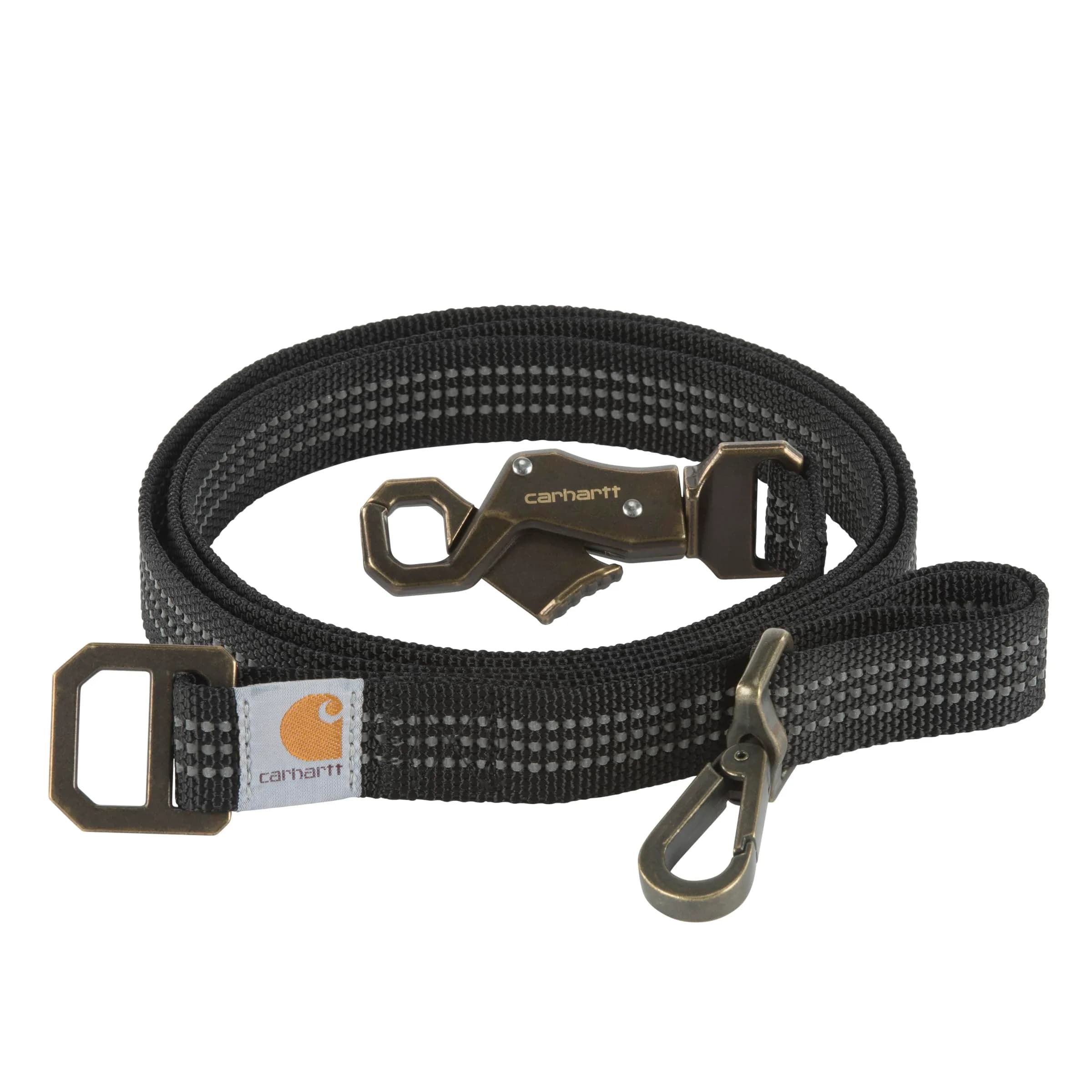 Carhartt Durable Nylon Webbing Dog Leash 1.83 m (6') with Reflective Stitching | Hunter Orange, Small — Black (Nylon Webbing) / Large