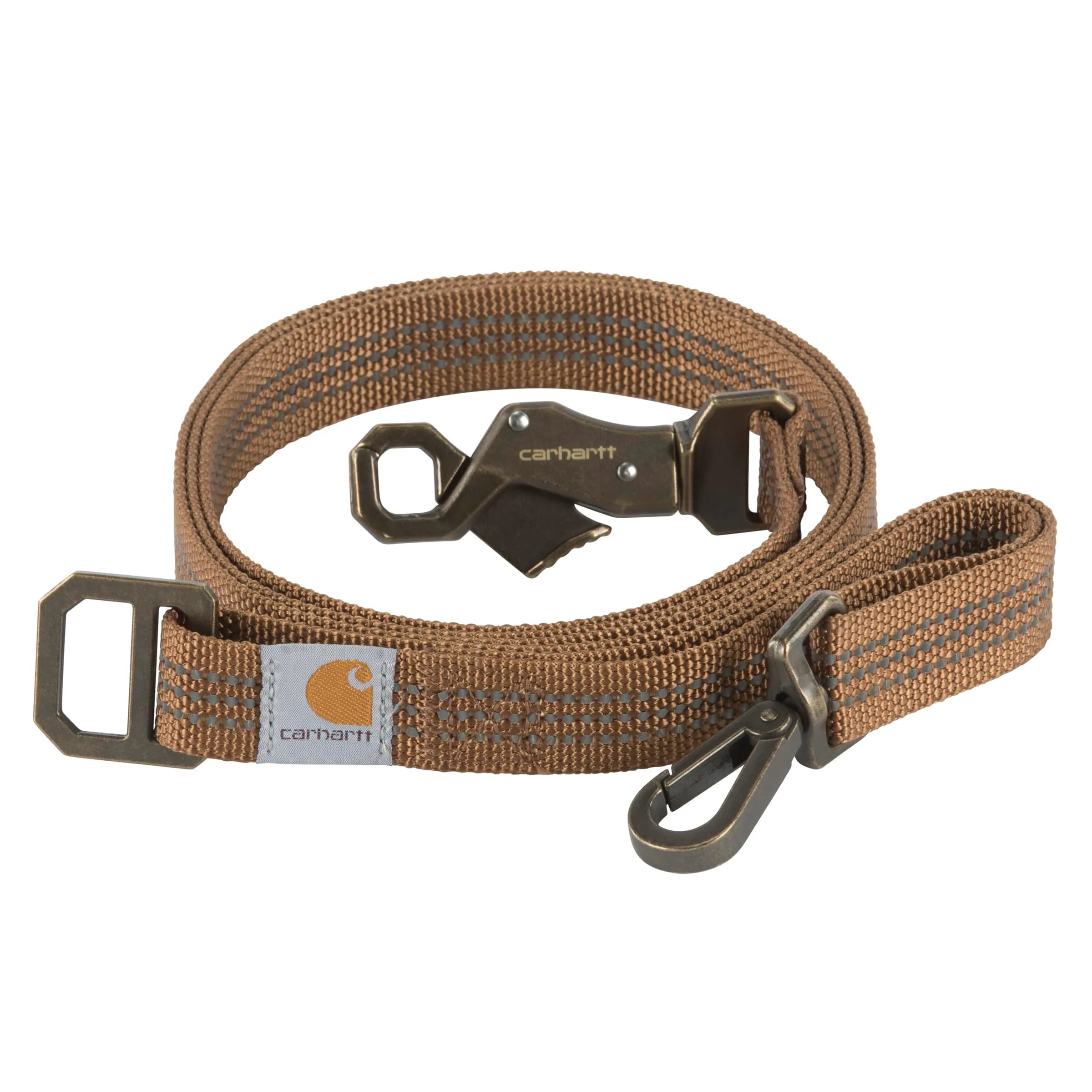 Carhartt Durable Nylon Webbing Dog Leash 1.83 m (6') with Reflective Stitching | Hunter Orange, Small — Carhartt Brown (Nylon Webbing) / Large