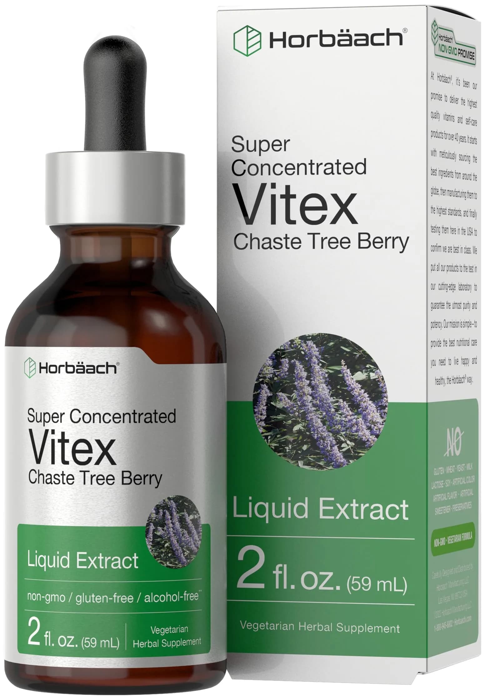 Horbäach Vitex Berry Chasteberry Extract Tincture 2 fl oz | Women's Hormone Support, Alcohol-Free Liquid