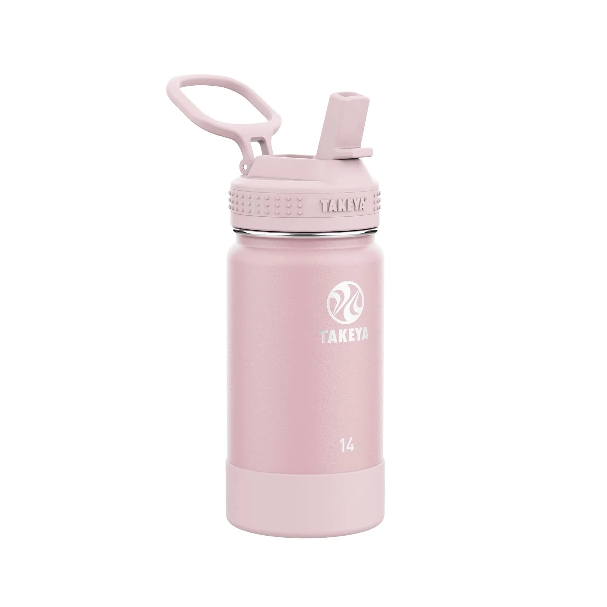 Takeya Actives Kids Water Bottle 18 oz Stainless Steel | Double Wall Insulation BPA-Free Leakproof Straw Lid — Blush / 14 Ounces
