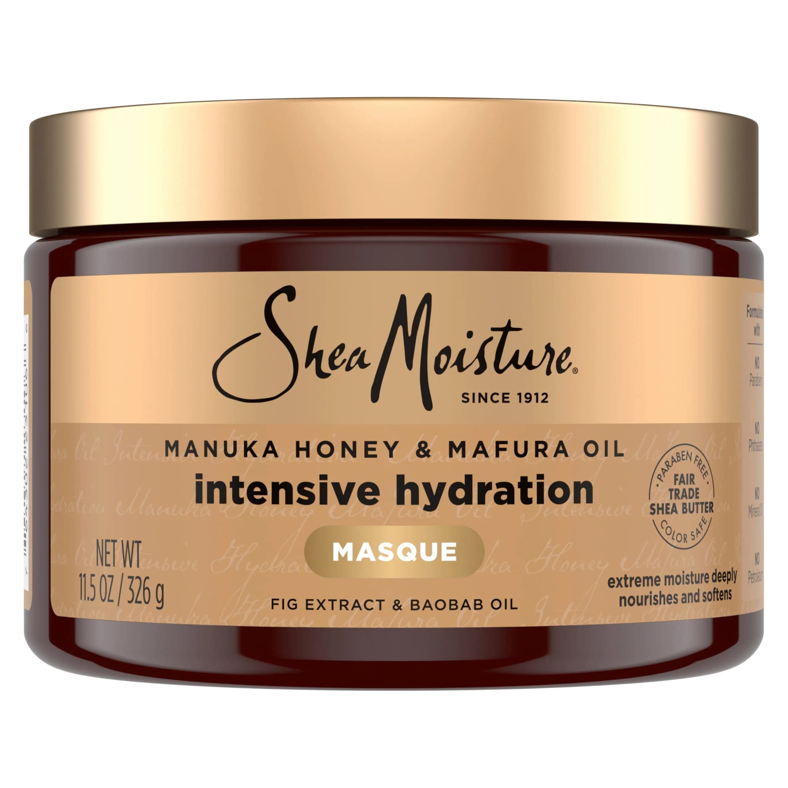 SheaMoisture Intensive Hydration Hair Masque Manuka Honey & Mafura Oil For Dry, Damaged Hair Deep Conditioning Hair Treatment 330ml (11.5 oz)