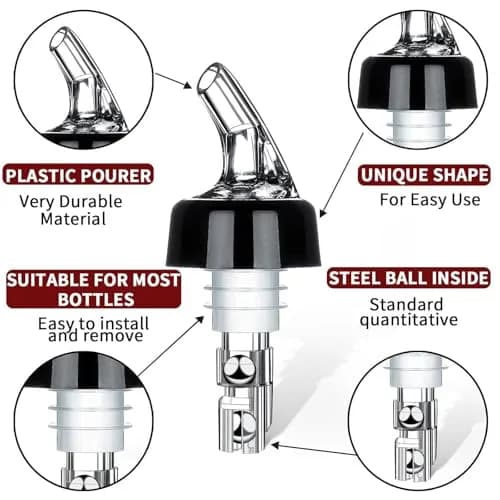 SuproBarware Automatic Measured Bottle Pourer 1oz | Accurate Liquor Dispenser for Home & Bar thumbnail 2