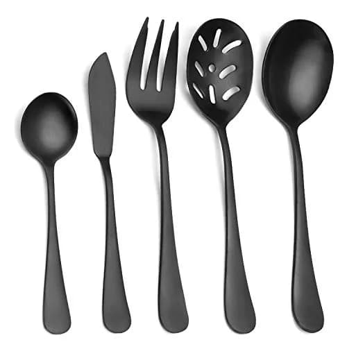 Sharecook 5-Piece Matte Black Flatware Set | Durable Stainless Steel Dining Cutlery (18/0, Satin Finish) thumbnail 1