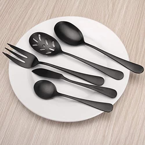 Sharecook 5-Piece Matte Black Flatware Set | Durable Stainless Steel Dining Cutlery (18/0, Satin Finish) thumbnail 6