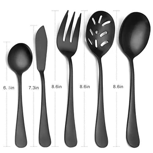 Sharecook 5-Piece Matte Black Flatware Set | Durable Stainless Steel Dining Cutlery (18/0, Satin Finish) thumbnail 2