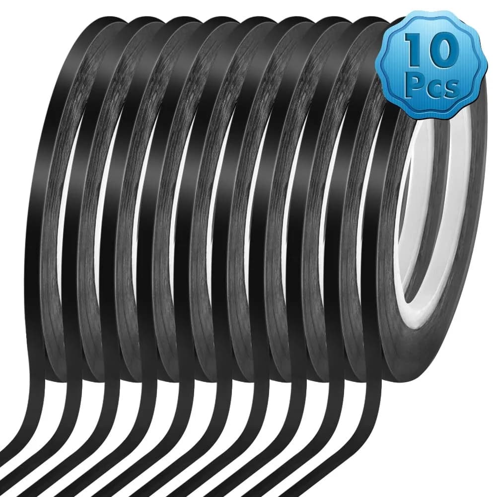 cridoz 10 Rolls 1/8 inch (3.17 mm) x 108 ft Black Pinstripe Tape | Grid Marking Tape for Whiteboards & Crafts - main product image