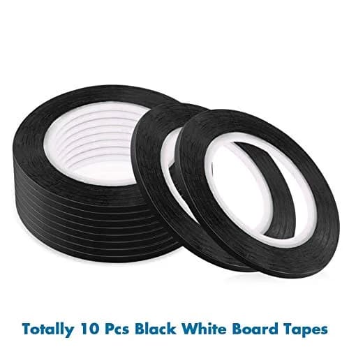 cridoz 10 Rolls 1/8 inch (3.17 mm) x 108 ft Black Pinstripe Tape | Grid Marking Tape for Whiteboards & Crafts thumbnail 2