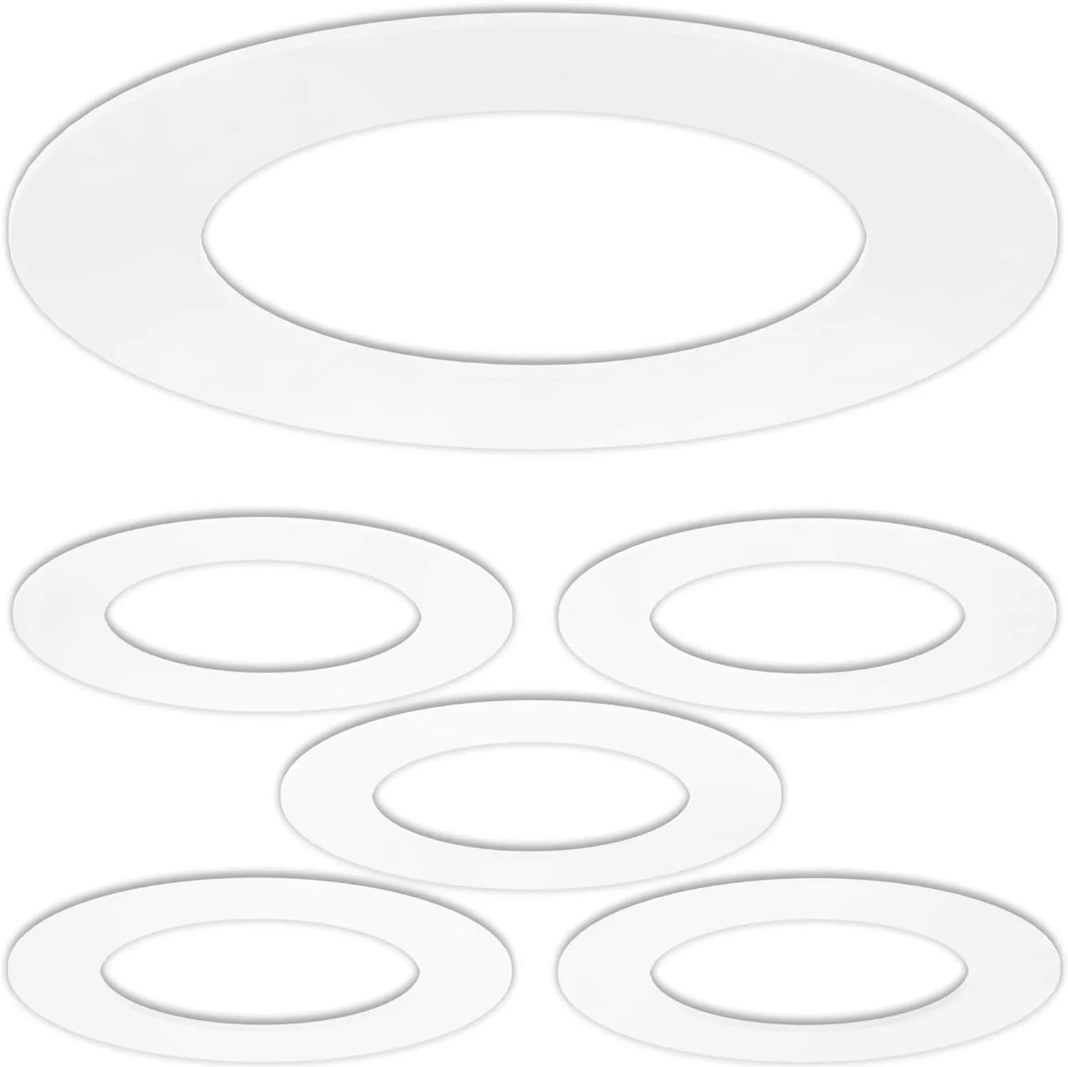 HARRRRD Gloss White Goof Trim Ring 5 Pack for 4" Recessed Cans | Outer 6.7" Inner 4.25" Plastic Trim — White