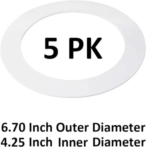 HARRRRD Gloss White Goof Trim Ring 5 Pack for 4" Recessed Cans | Outer 6.7" Inner 4.25" Plastic Trim thumbnail 2